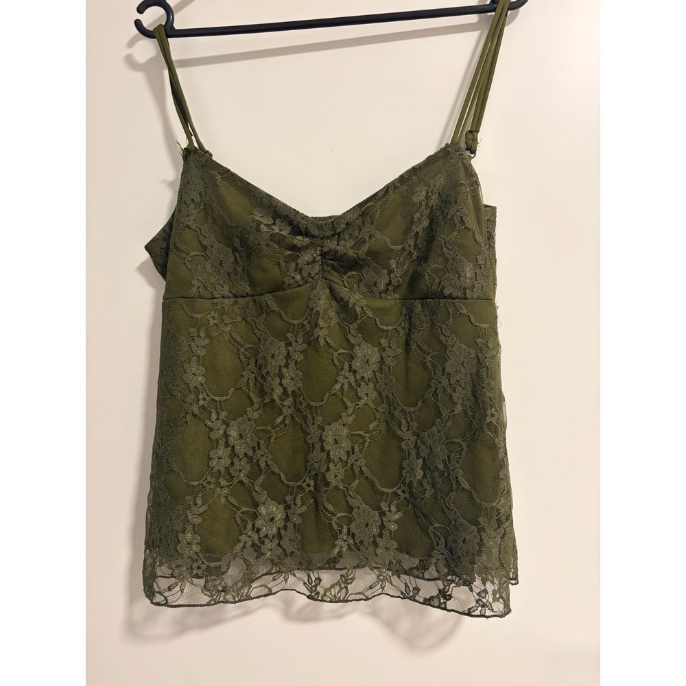 Studio Mode Vintage Y2K Lace Babydoll Camisole Top‎ Olive Green Women Large